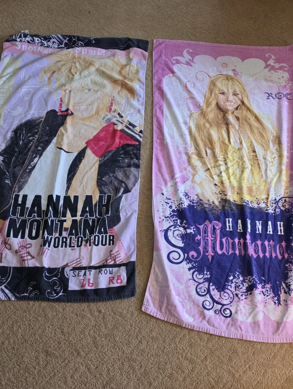 Lot of 2 Y2K Hannah Montana Towels Disney Channel Miley Cyrus